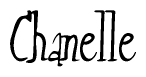 The image is of the word Chanelle stylized in a cursive script.