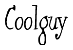 The image is a stylized text or script that reads 'Coolguy' in a cursive or calligraphic font.