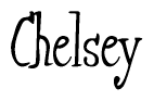 The image is of the word Chelsey stylized in a cursive script.