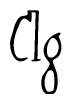 The image is a stylized text or script that reads 'Clg' in a cursive or calligraphic font.