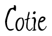 The image contains the word 'Cotie' written in a cursive, stylized font.