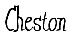 The image contains the word 'Cheston' written in a cursive, stylized font.
