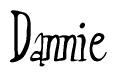 The image is of the word Dannie stylized in a cursive script.