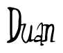   The image is of the word Duan stylized in a cursive script. 