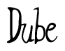 The image contains the word 'Dube' written in a cursive, stylized font.