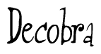The image is of the word Decobra stylized in a cursive script.