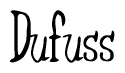The image contains the word 'Dufuss' written in a cursive, stylized font.