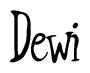 The image contains the word 'Dewi' written in a cursive, stylized font.