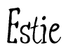 The image contains the word 'Estie' written in a cursive, stylized font.