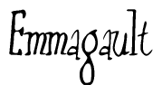 The image is a stylized text or script that reads 'Emmagault' in a cursive or calligraphic font.