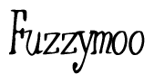 The image is of the word Fuzzymoo stylized in a cursive script.