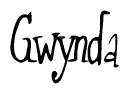 The image is a stylized text or script that reads 'Gwynda' in a cursive or calligraphic font.