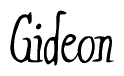 The image contains the word 'Gideon' written in a cursive, stylized font.