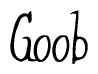 The image is a stylized text or script that reads 'Goob' in a cursive or calligraphic font.