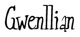 The image is a stylized text or script that reads 'Gwenllian' in a cursive or calligraphic font.