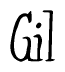 The image is a stylized text or script that reads 'Gil' in a cursive or calligraphic font.