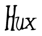 The image is a stylized text or script that reads 'Hux' in a cursive or calligraphic font.