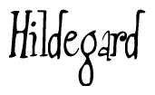 The image is a stylized text or script that reads 'Hildegard' in a cursive or calligraphic font.