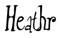 The image is of the word Heathr stylized in a cursive script.