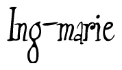 The image is a stylized text or script that reads 'Ing-marie' in a cursive or calligraphic font.