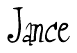 The image is of the word Jance stylized in a cursive script.