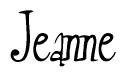 The image is a stylized text or script that reads 'Jeanne' in a cursive or calligraphic font.