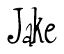 The image contains the word 'Jake' written in a cursive, stylized font.