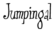 The image is a stylized text or script that reads 'Jumpingal' in a cursive or calligraphic font.