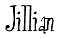 The image is a stylized text or script that reads 'Jillian' in a cursive or calligraphic font.