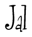 The image is a stylized text or script that reads 'Jal' in a cursive or calligraphic font.