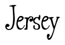 The image is a stylized text or script that reads 'Jersey' in a cursive or calligraphic font.