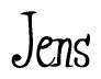 The image contains the word 'Jens' written in a cursive, stylized font.
