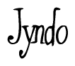 The image is a stylized text or script that reads 'Jyndo' in a cursive or calligraphic font.