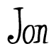 The image contains the word 'Jon' written in a cursive, stylized font.