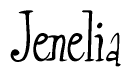 The image contains the word 'Jenelia' written in a cursive, stylized font.
