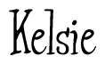 The image is a stylized text or script that reads 'Kelsie' in a cursive or calligraphic font.