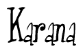 The image contains the word 'Karana' written in a cursive, stylized font.