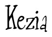   The image is of the word Kezia stylized in a cursive script. 