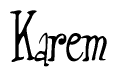 The image is a stylized text or script that reads 'Karem' in a cursive or calligraphic font.
