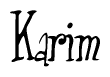 The image contains the word 'Karim' written in a cursive, stylized font.