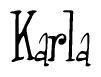 The image contains the word 'Karla' written in a cursive, stylized font.