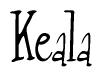 The image is of the word Keala stylized in a cursive script.