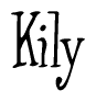 The image is a stylized text or script that reads 'Kily' in a cursive or calligraphic font.