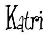 The image contains the word 'Katri' written in a cursive, stylized font.