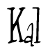 The image contains the word 'Kal' written in a cursive, stylized font.
