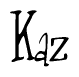 The image is of the word Kaz stylized in a cursive script.
