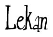 The image is of the word Lekan stylized in a cursive script.