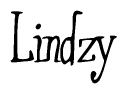 The image is a stylized text or script that reads 'Lindzy' in a cursive or calligraphic font.