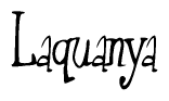 The image contains the word 'Laquanya' written in a cursive, stylized font.