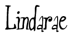 The image contains the word 'Lindarae' written in a cursive, stylized font.